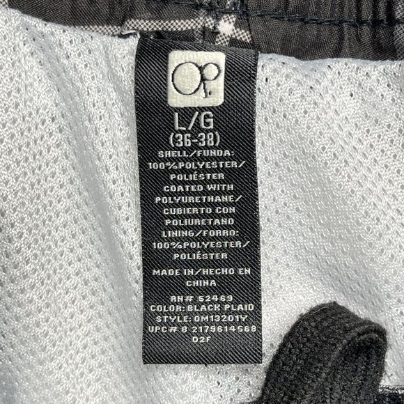 OP Mens Plaid Cargo Shorts L/G 36-38" Elastic Waist Drawstring Swim Trunks - Picture 4 of 14